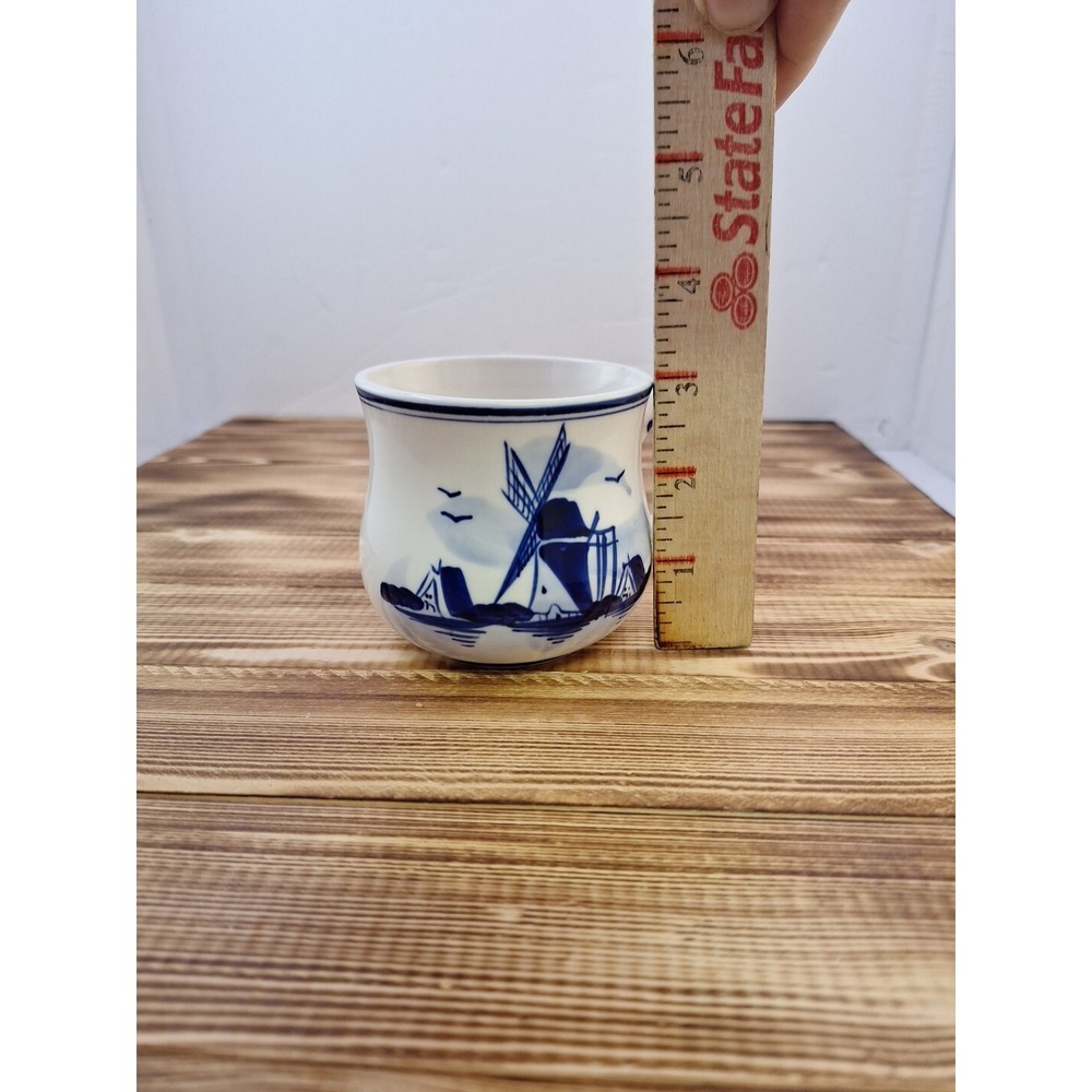 Delft Blue Windmill and Flower Coffee Mug Hand Painted Ceramic - Picture 8 of 9